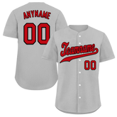 Custom Grey Classic Style Red Personalized Authentic Baseball Jersey BSBJ01-bd0fae0